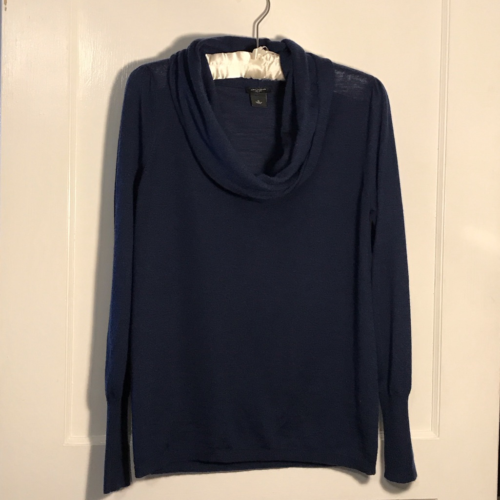 Ann Taylor Deep Blue Cowl Neck Sweater